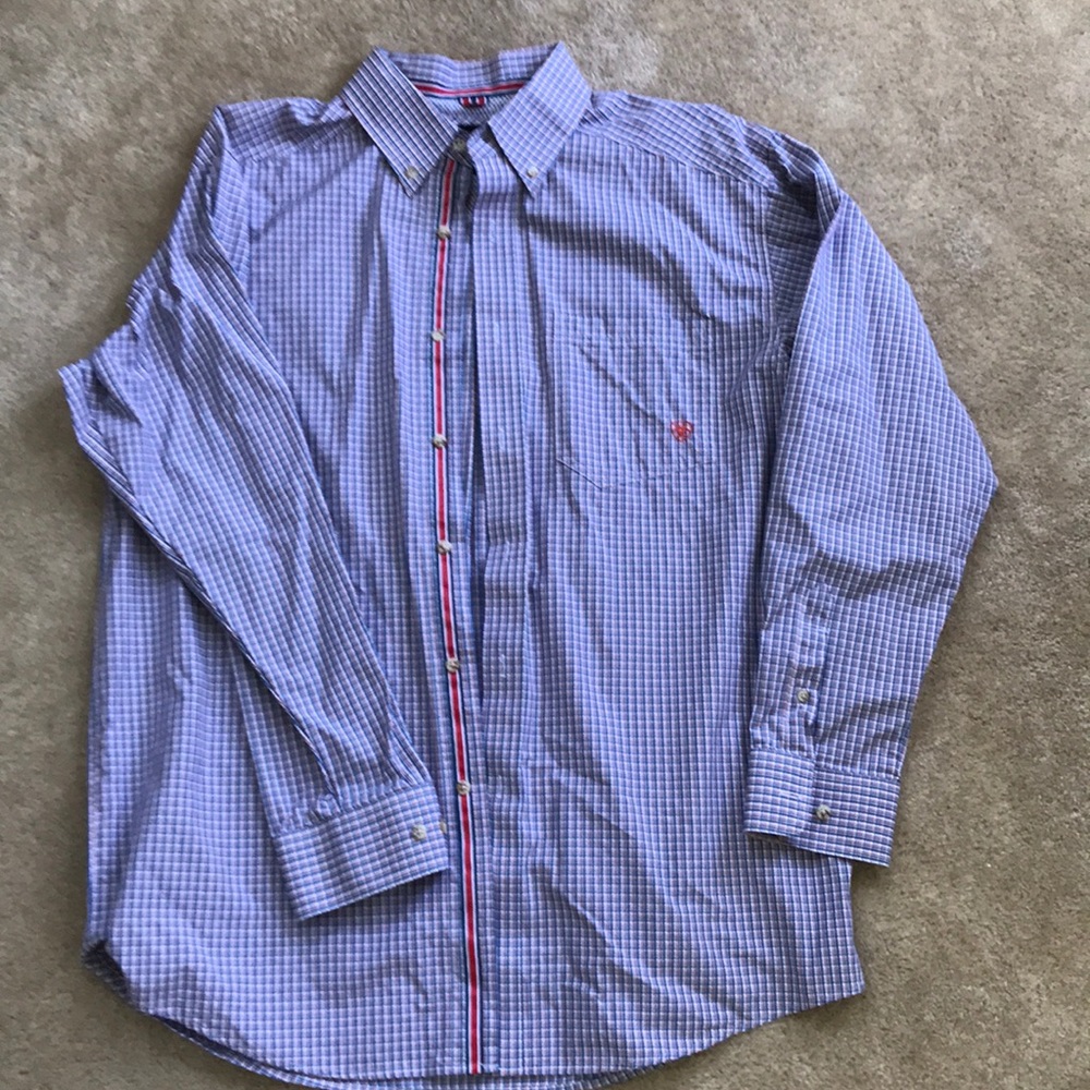 Light blue/orange Ariat men’s dress shirt